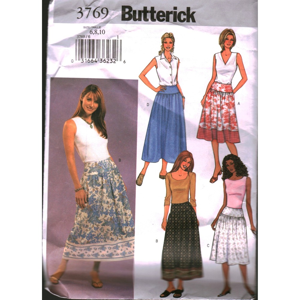 Butterick 3769 Misses Petite Skirt Sewing Pattern Sz 6 8 10 Yoke Gathered Ankle